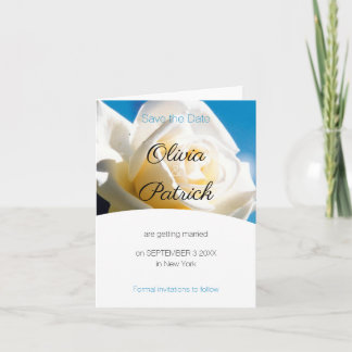 Modern White Rose Wedding Save the Date  Invitation