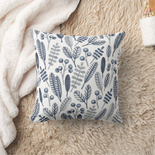 Modern White Scandinavian Floral Pattern Cushion