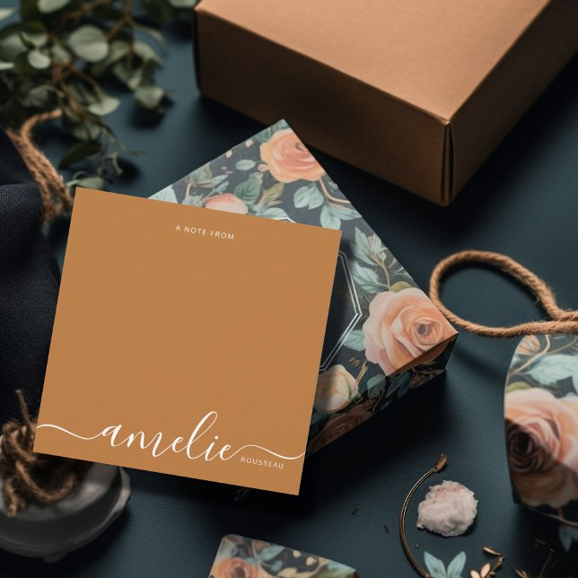 Modern White Script Calligraphy Monogram Copper Card (Creator Uploaded)