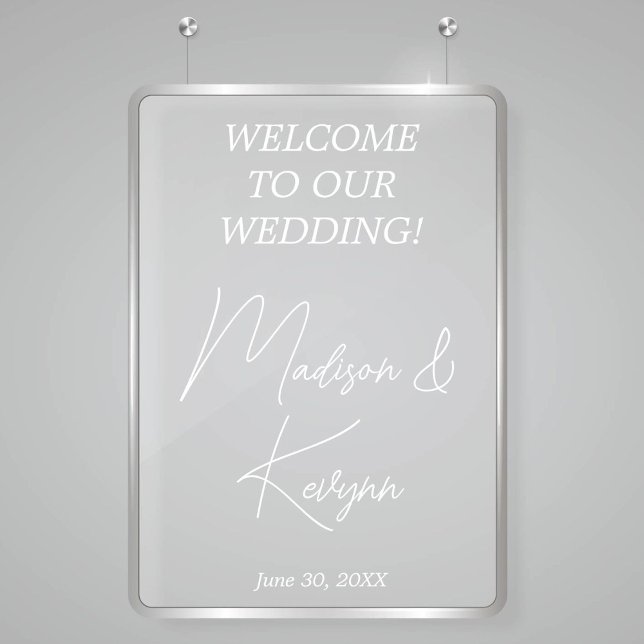 Modern White Script Couples Names Wedding Welcome  (Creator Uploaded)