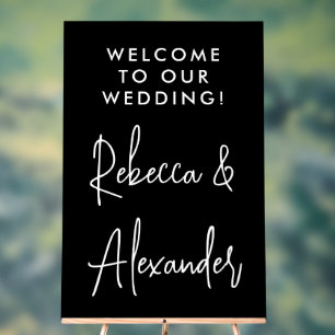 Modern White Script Couples Names Wedding Welcome  Acrylic Sign