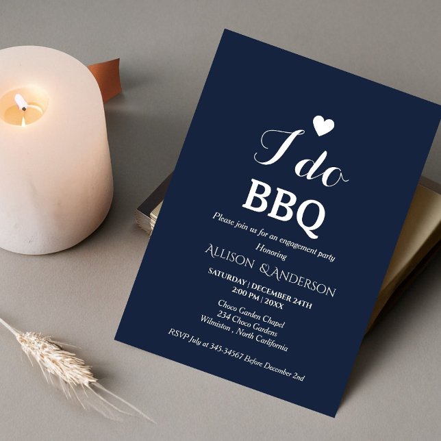 Modern white script i do bbq engagement party  invitation (Creator Uploaded)