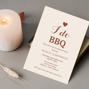 Modern white script i do bbq engagement party  invitation