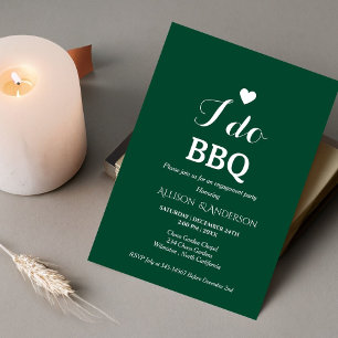 Modern white script i do bbq engagement party invitation