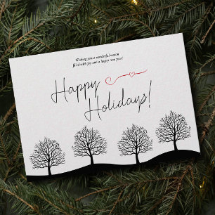 Modern White Script Trees Holidays Business Card