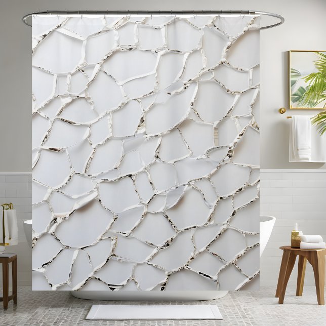Modern White Sequin Shower Curtain (Creator Uploaded)