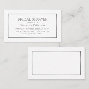 Modern White & Silver Bridal Shower Invitation