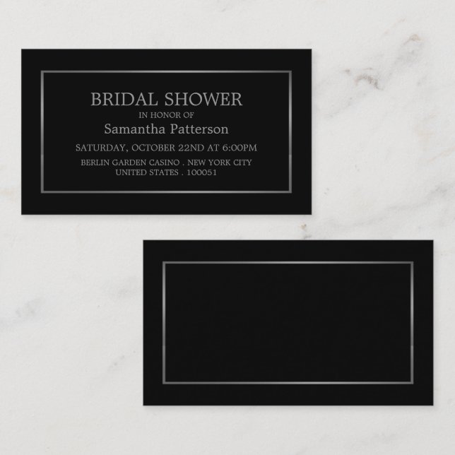 Modern White & Silver Bridal Shower Ticket Invite (Front/Back)