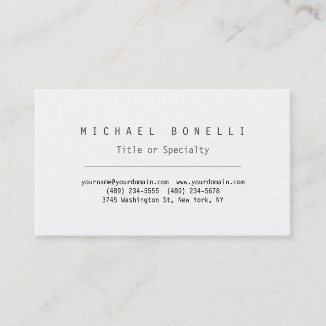 Modern White Simple Stylish Business Card (Front)