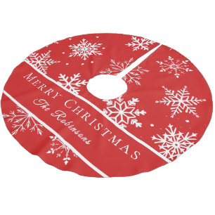 Modern White Snowflakes Brushed Polyester Tree Skirt