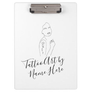 Modern White Tattoo ART studio script typography Clipboard