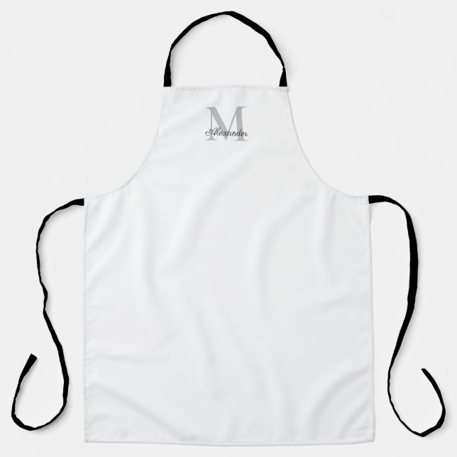 Modern White template, Grey Black Script Apron (Front)