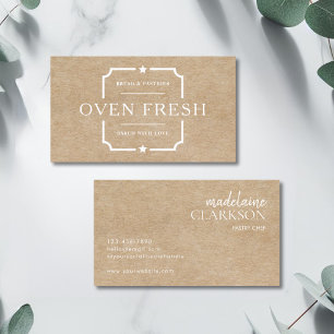 Modern White Text Kraft Pastry Chef Bakery Business Card