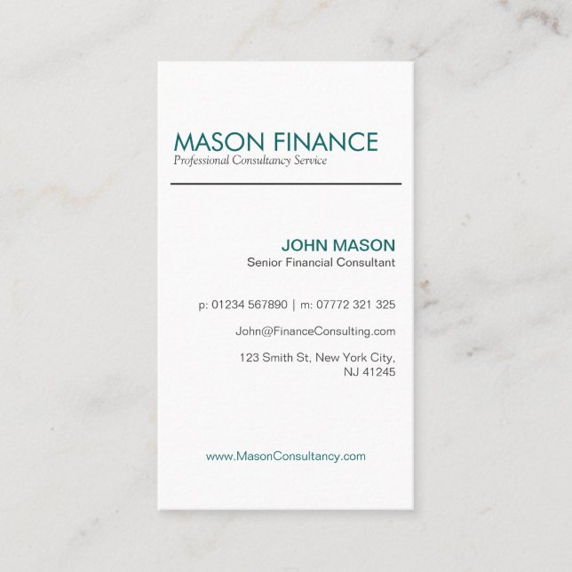 Modern White Upright - Professional Business Card (Front)