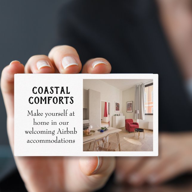 Modern White Vacation Renta QR code Business Card (Creator Uploaded)