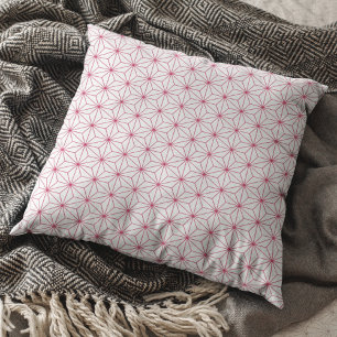 Modern White Viva Magenta Geometric Japanese Cushion