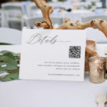 Modern White Wedding Details QR Code  Enclosure Card<br><div class="desc">This simple,  modern calligraphy wedding details card is done in black and white. It has a qr code at the bottom for your guests to scan to visit your website.</div>