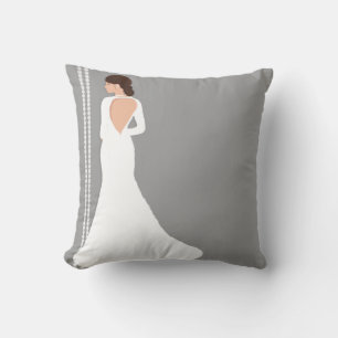 Modern White Wedding Dress Bling Bridal Shop Cushion