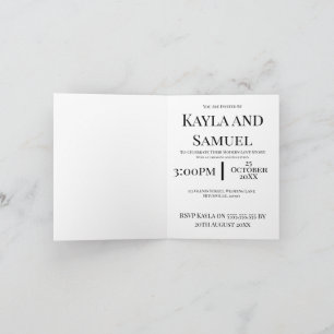 Modern White Wedding Invitation with Black Text