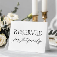 Modern White Wedding Reserved Table Tent Sign