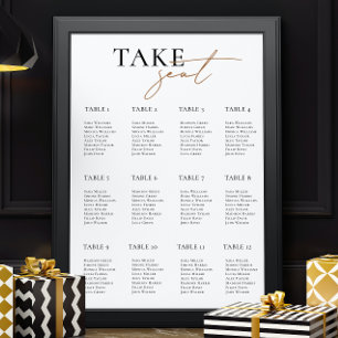 Modern White Wedding Seating Chart Guest Names