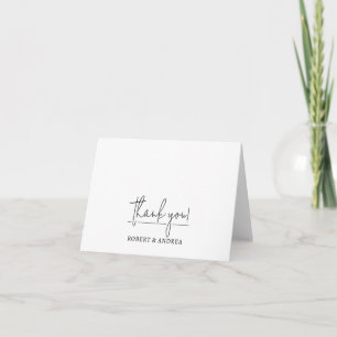 Modern White Wedding Thank You Note Card