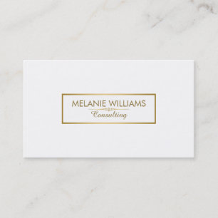 Modern White With Geometric Gold Accent Business Card