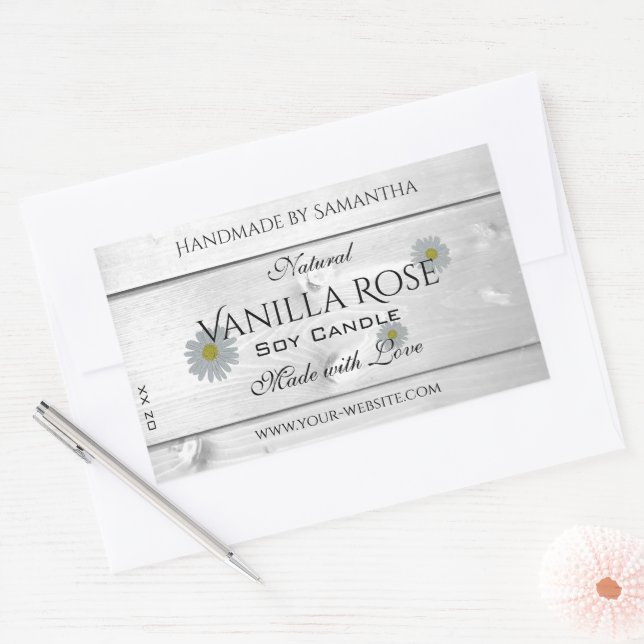 Modern White Wood Grain Product Label Daisy Flower (Envelope)