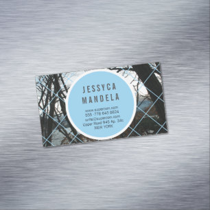 Modern White Wood Magnetic Business Card