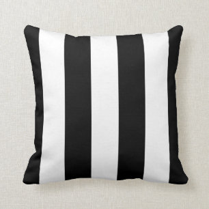 Modern Wide Bold Black and White Stripes Pattern Cushion