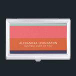 Modern Wide Stripes in Blue and Coral Orange  Business Card Holder<br><div class="desc">Modern Wide Stripes in Blue and Coral Orange Business Card Case</div>