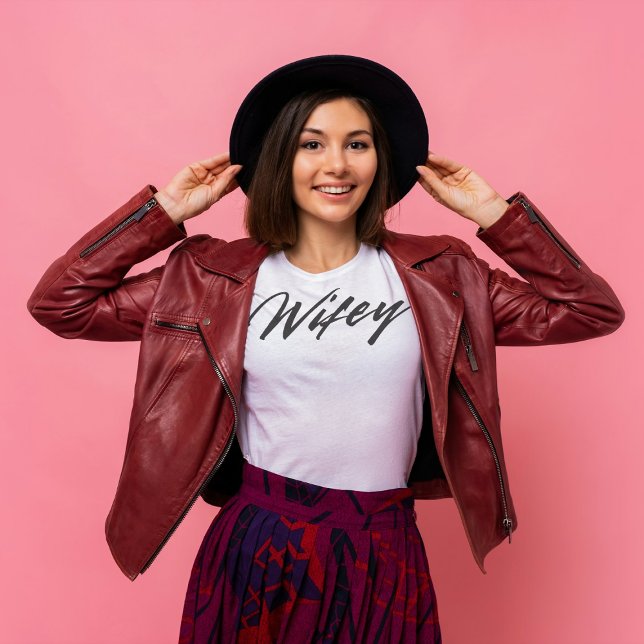 Modern Wifey Simple black and white script  T-Shirt (Creator Uploaded)