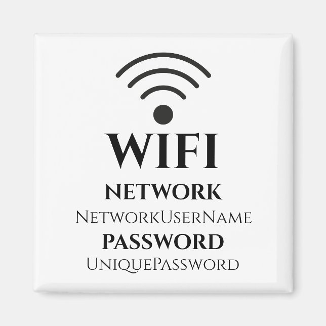 Modern WiFi Network and Password Magnet (Front)