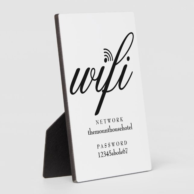 Modern Wifi Network and Password Sign Plaque (Side)