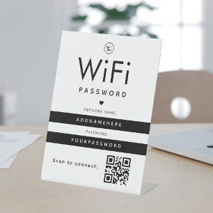 Modern WiFi Password Code Business Logo QR Code Pedestal Sign
