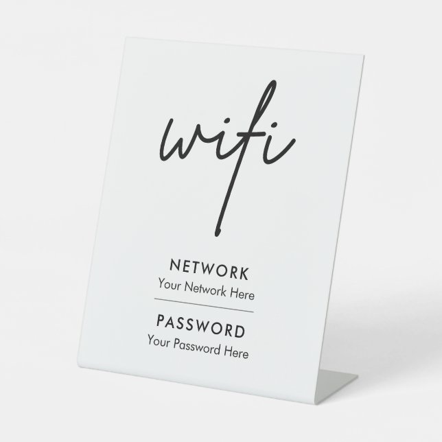 Modern Wifi Password Network Pedestal Sign (Front)