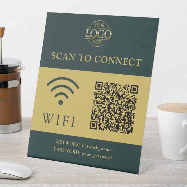 Modern Wifi Password & Network | QR Code Logo Pedestal Sign (In SItu)