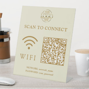 Modern Wifi Password & Network QR Code Logo Pedestal Sign