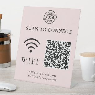 Modern Wifi Password & Network   QR Code Logo Pedestal Sign