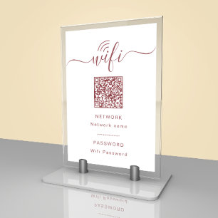 Modern Wifi Password Sign Minimalist Table Card
