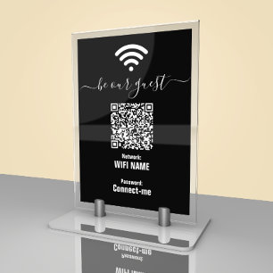 Modern Wifi Password Sign Minimalist Table Card