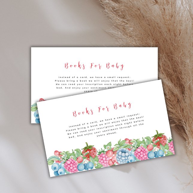 Modern Wild Berry Sweet Books For Baby Shower Enclosure Card (Modern Wild Berry Sweet Books For Baby Shower Enclosure Card)