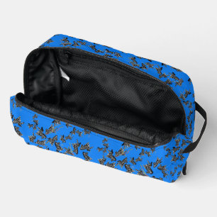 Modern wild blue zebra dopp kit