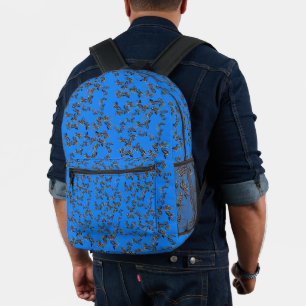 Modern wild blue zebra printed backpack