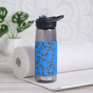 Modern wild blue zebra water bottle