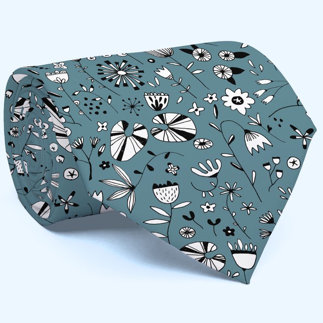 Modern Wild Flower Line Art Tie (Creator Uploaded)