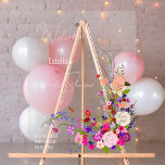 Modern wild flowers script bridal shower welcome acrylic sign<br><div class="desc">Welcome your guests with love and style! Our chic boho Elegant modern spring summer flowers illustration with pretty wild flower and brush script bridal shower with a modern calligraphy typography with red,  purple,  pink ,  terracotta flowers is perfect welcome transparent acrylic sign for your bridal party.</div>