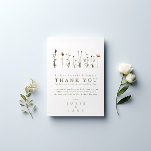 Modern wild flowers Wedding thank you Table Card
