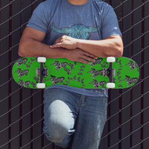 Modern wild green zebra skateboard