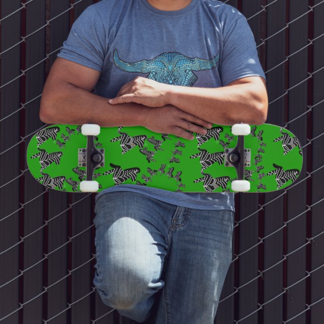 Modern wild green zebra skateboard (Outdoor 3)